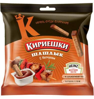 Кириешки сухарики Шашлык+Кетчуп 60г+Соус 25мл*30
